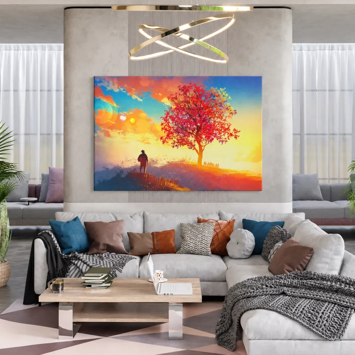 Sunset Wanderer Canvas Wall Art – Premium Matte Landscape, Vibrant Scenic Decor