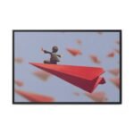 Skybound Momentum – Paper Airplane Wall Art, Framed Canvas for Modern Interiors