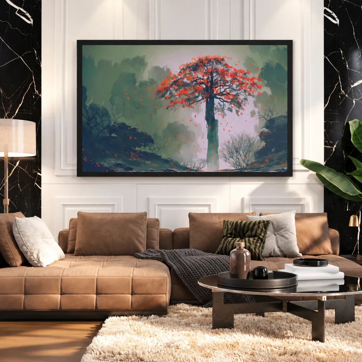 89 (2) Autumn Ember Tree – Autumn Tree Wall Art, Premium Matte Paper Framed Print