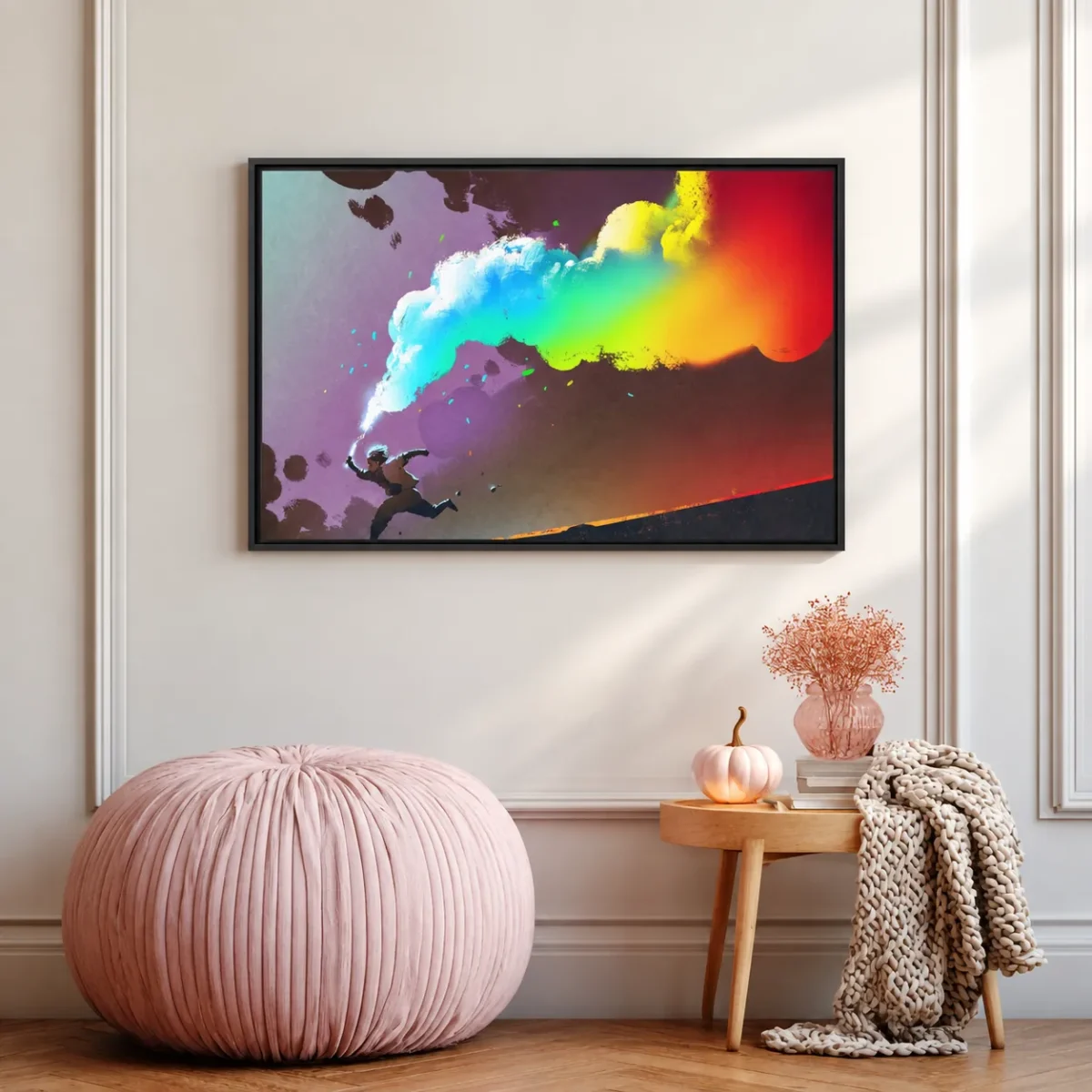 90 (1) Prismatic Leap – Colorful Abstract Wall Art, Premium Matte Framed Canvas