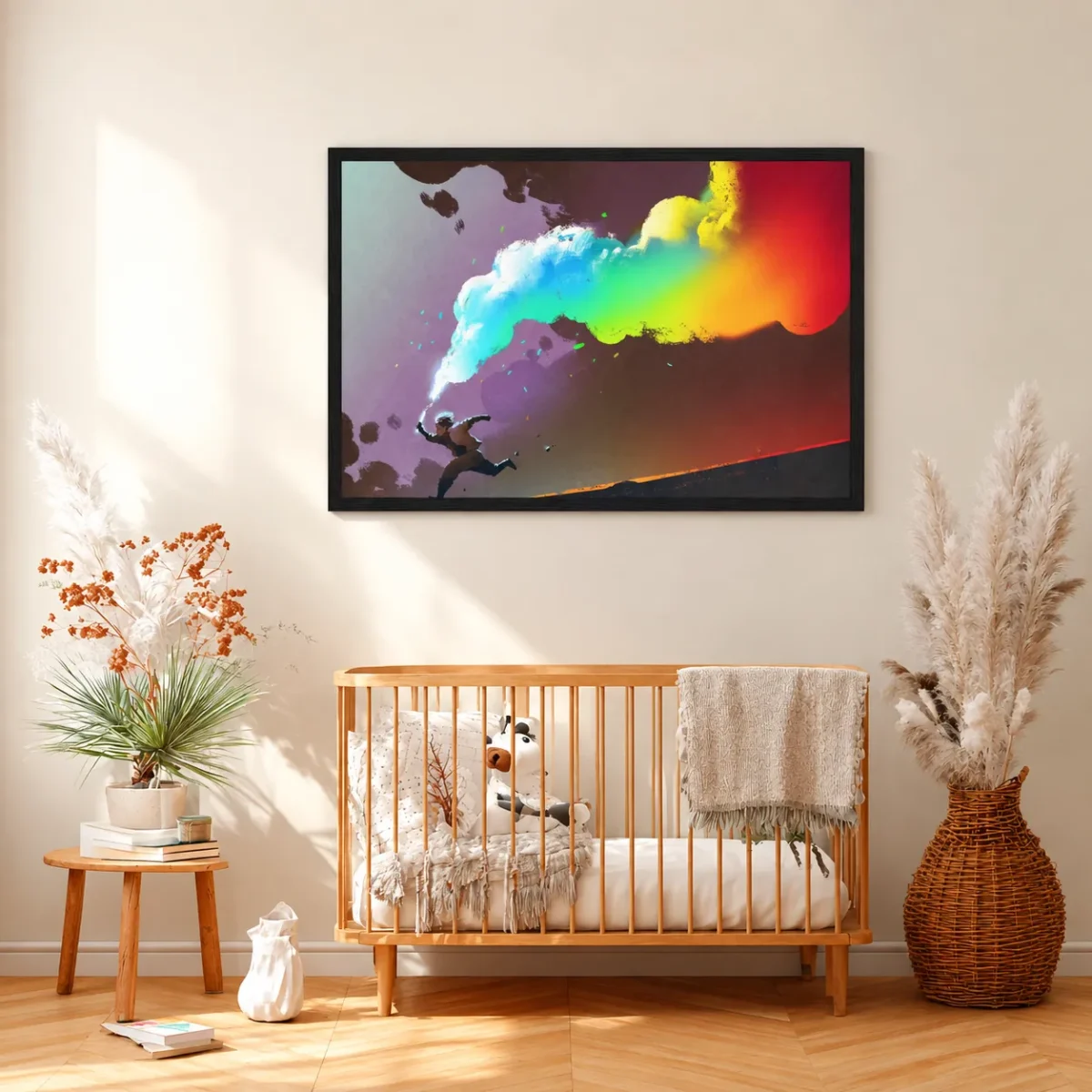 Prismatic Leap – Colorful Abstract Wall Art, Premium Matte Paper Framed Print