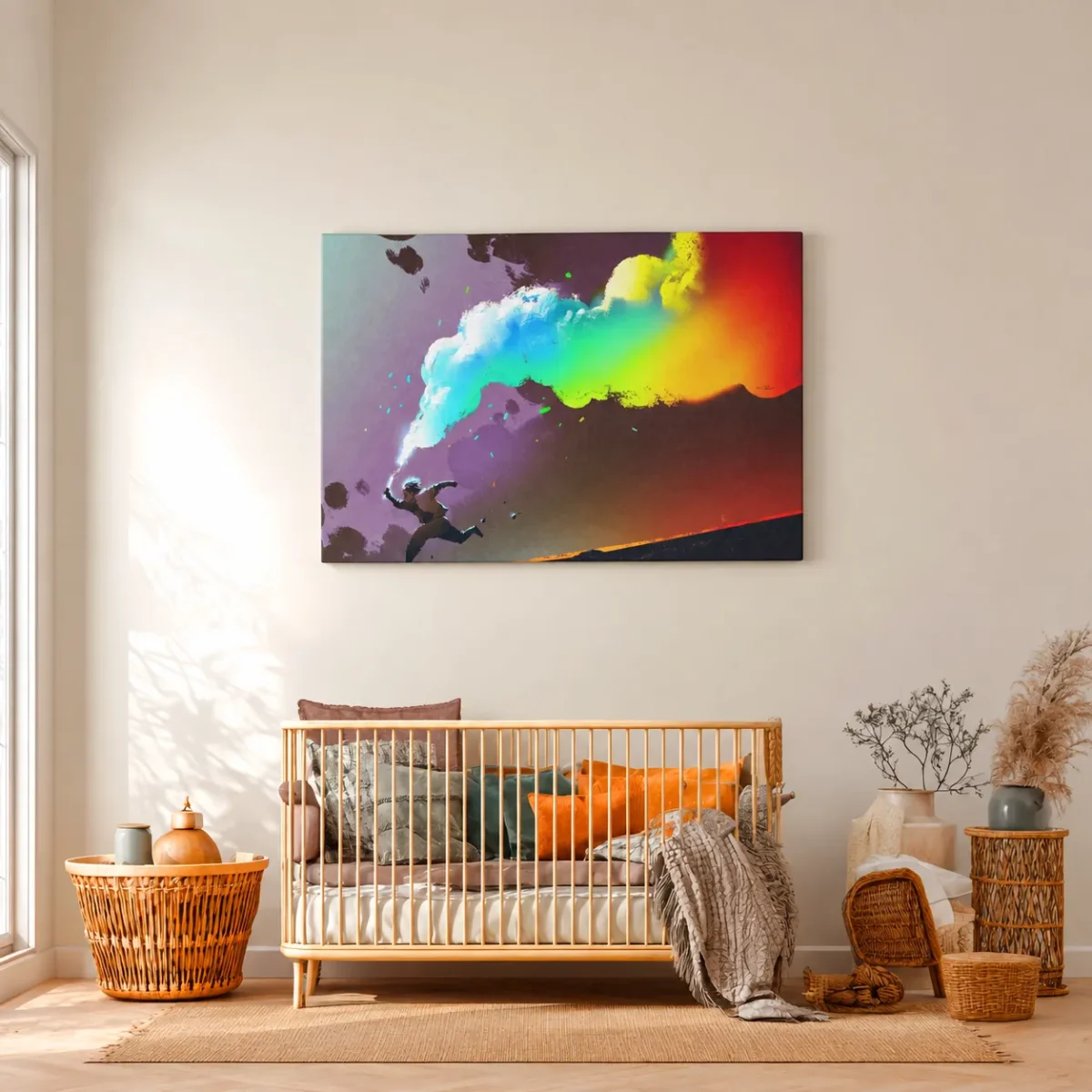 90 (1) Prismatic Leap – Colorful Abstract Wall Art, Premium Matte Canvas for Modern Decor