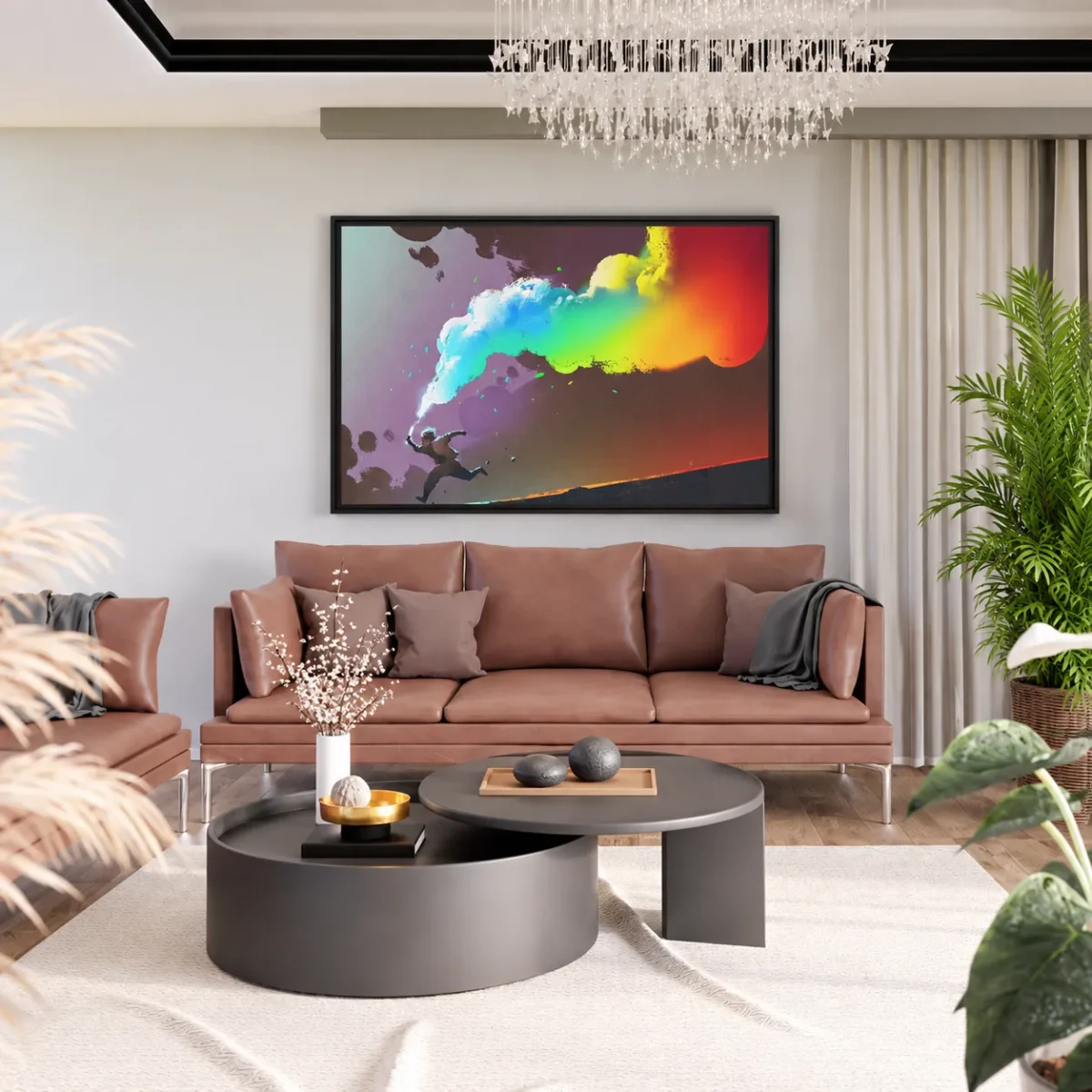 90 (2) Prismatic Leap – Colorful Abstract Wall Art, Premium Matte Framed Canvas