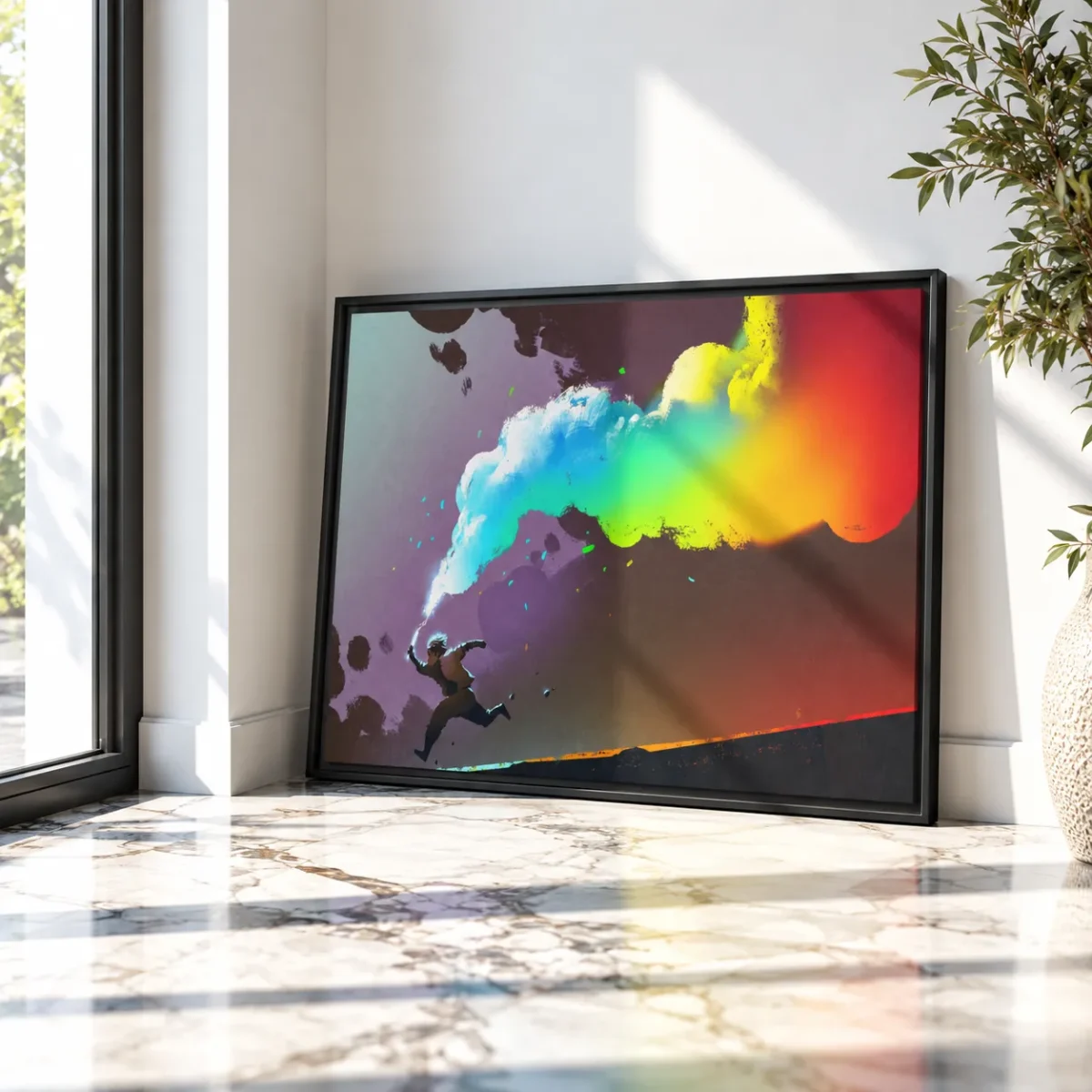 90 (3) Prismatic Leap – Colorful Abstract Wall Art, Premium Matte Framed Canvas