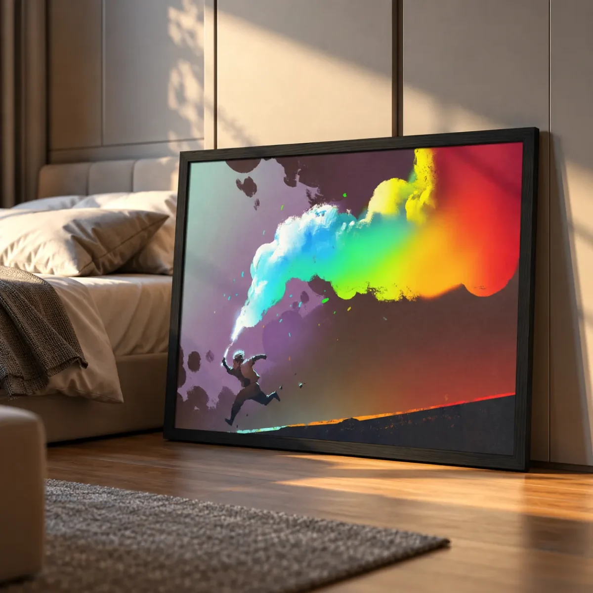 Prismatic Leap – Colorful Abstract Wall Art, Premium Matte Paper Framed Print