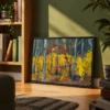 Golden Woodland Reverie – Autumn Forest Framed Canvas Wall Art, Premium Matte