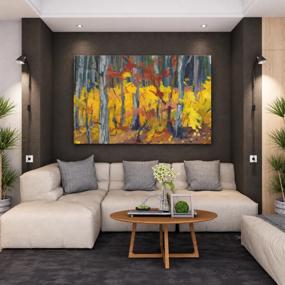 Golden Woodland Reverie – Autumn Forest Canvas Wall Art, Premium Matte Stretched Canvas