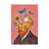 Van Gogh Inspired Canvas Wall Art | Floral Portrait Surreal Matte Canvas Print