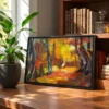 Autumn Ember Trail – Autumn Forest Framed Canvas Wall Art, Premium Matte Finish