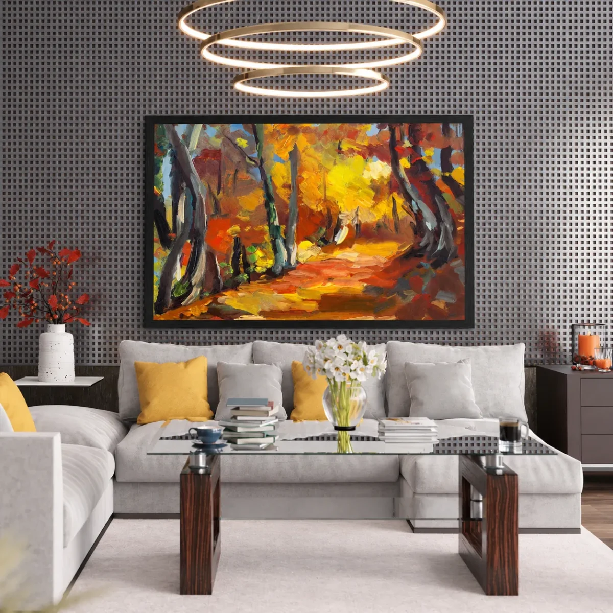 Autumn Ember Trail – Autumn Forest Framed Art Print, Premium Matte Paper Decor