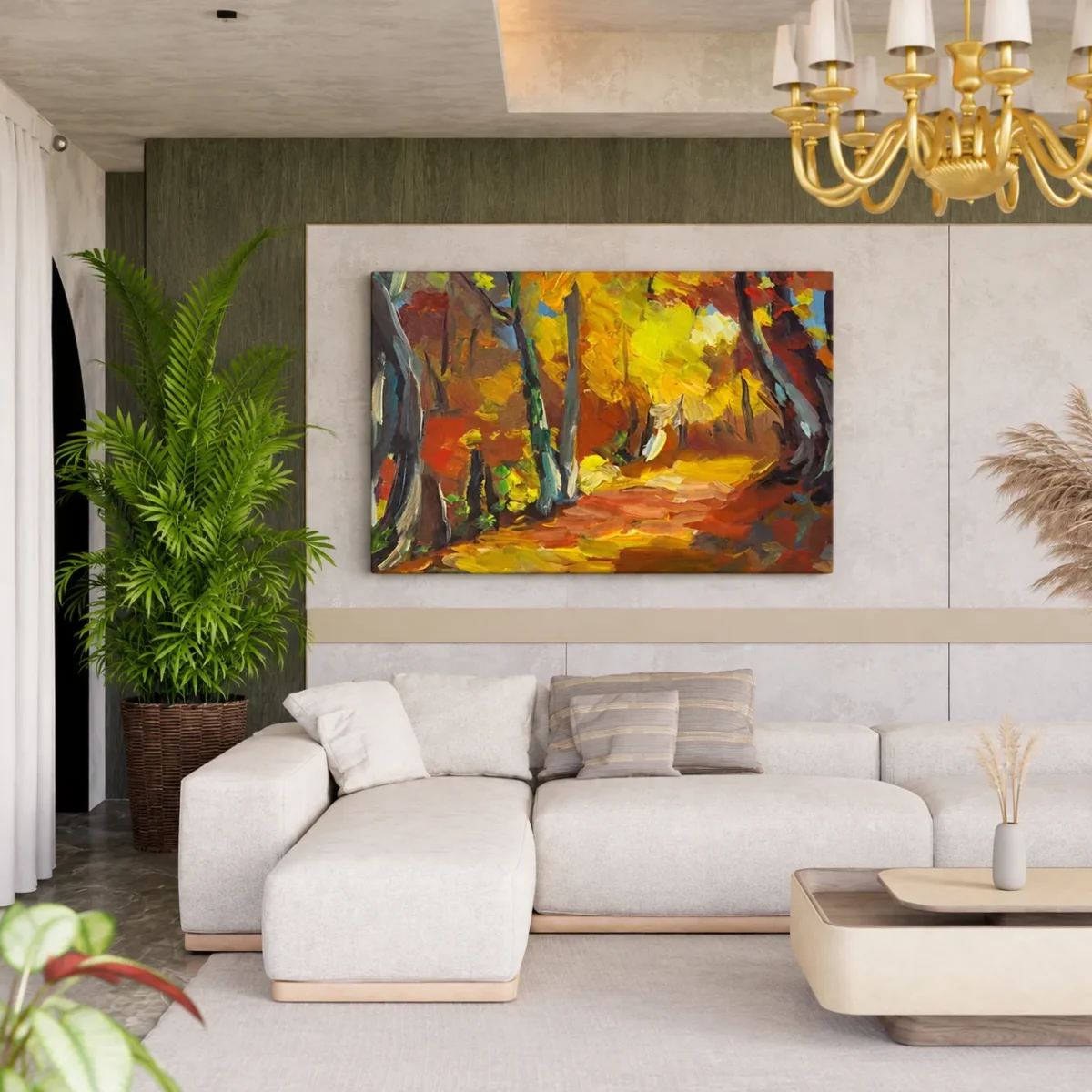 Autumn Ember Trail – Autumn Forest Canvas Wall Art, Premium Matte Stretched Canvas