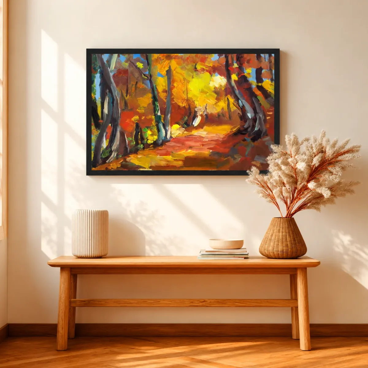 Autumn Ember Trail – Autumn Forest Framed Art Print, Premium Matte Paper Decor