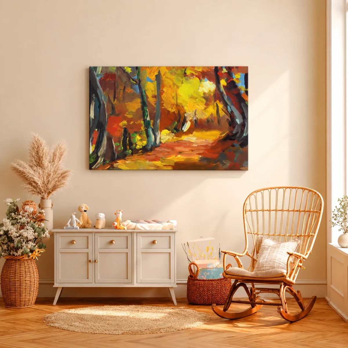 Autumn Ember Trail – Autumn Forest Canvas Wall Art, Premium Matte Stretched Canvas