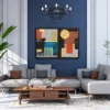 Gilded Geometry – Geometric Abstract Wall Art, Modern Framed Canvas Decor