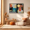 Gilded Geometry – Geometric Abstract Wall Art, Luxury Framed Print Decor