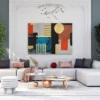 Gilded Geometry – Geometric Abstract Wall Art, Premium Matte Canvas Decor
