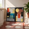 Gilded Geometry – Geometric Abstract Wall Art, Luxury Framed Print Decor
