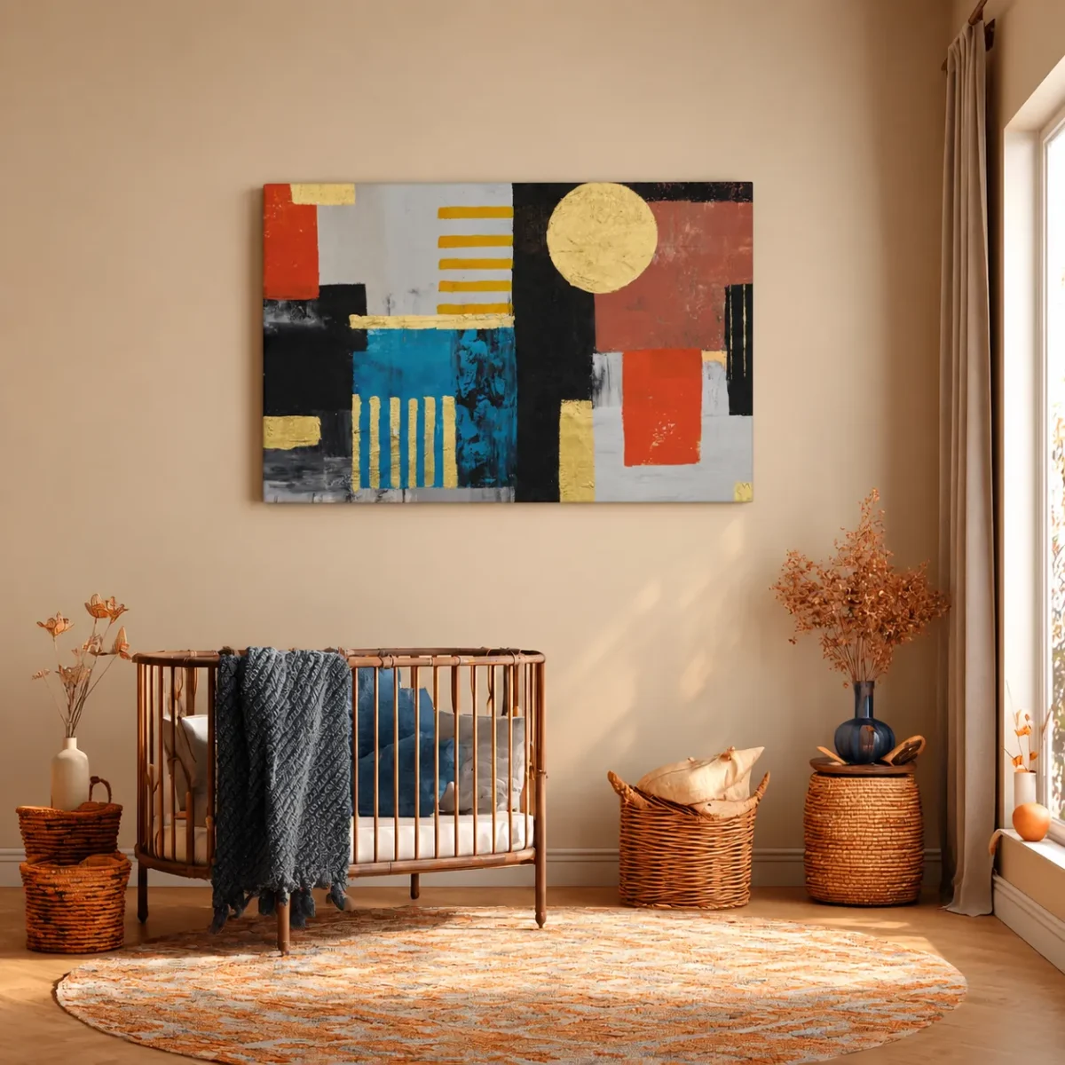 Gilded Geometry – Geometric Abstract Wall Art, Premium Matte Canvas Decor