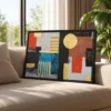 Gilded Geometry – Geometric Abstract Wall Art, Modern Framed Canvas Decor