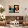 Gilded Geometry – Geometric Abstract Wall Art, Luxury Framed Print Decor