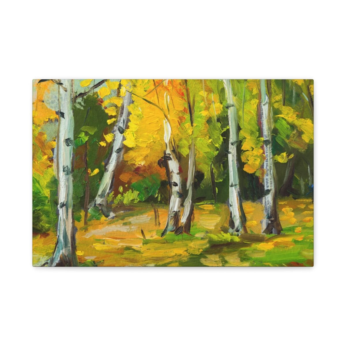 Amber Birch Reverie – Autumn Birch Forest Wall Art, Premium Matte Canvas Decor