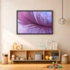 Violet Feather Framed Canvas Wall Art – Dreamy Purple Nature Decor