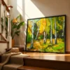 Amber Birch Reverie – Autumn Birch Forest Wall Art, Elegant Framed Prints