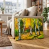 Amber Birch Reverie – Autumn Birch Forest Wall Art, Premium Matte Canvas Decor