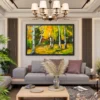 Amber Birch Reverie – Autumn Birch Forest Wall Art, Framed Canvas Decor