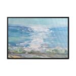 Cerulean Quietude – Ocean Landscape Wall Art Framed Canvas, Coastal Decor