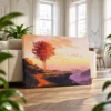 Emberfall Autumn Sunset Landscape Wall Art – Premium Matte Canvas for Modern Interiors