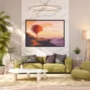 Emberfall Autumn Sunset Framed Art Print – Modern Landscape Wall Decor