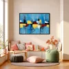 Azure Chromatic | Blue Abstract Wall Art Framed Canvas for Modern Interiors