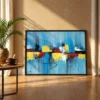 Azure Chromatic | Blue Abstract Wall Art Framed Print for Modern Gallery Interiors