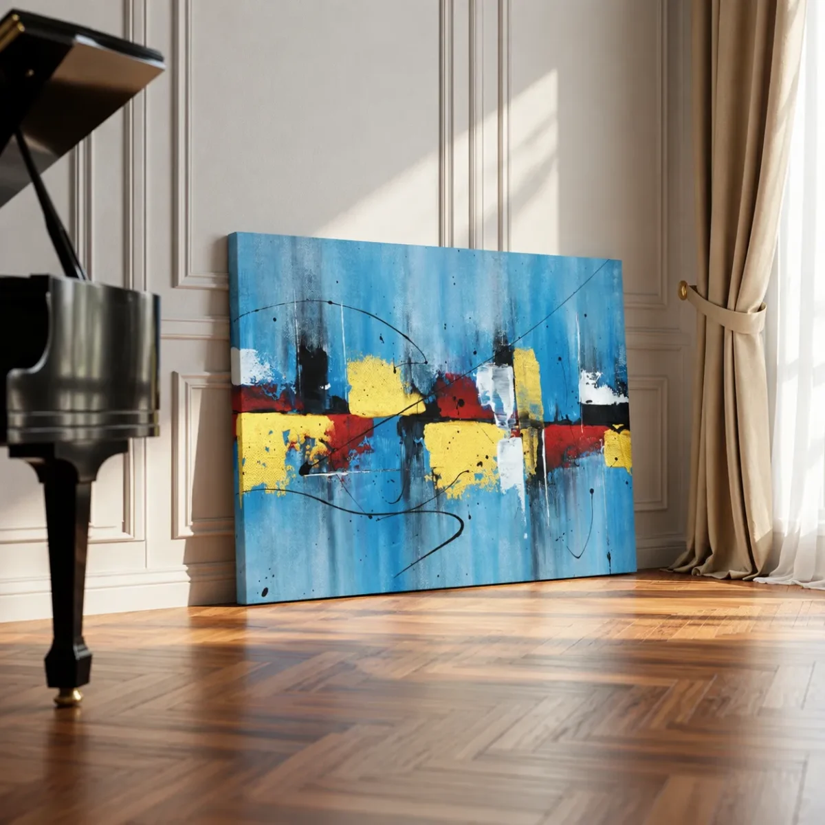 98 (2) Azure Chromatic | Blue Abstract Wall Art Canvas for Modern Contemporary Interiors