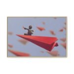 Skybound Momentum – Paper Airplane Wall Art, Framed Canvas for Modern Interiors