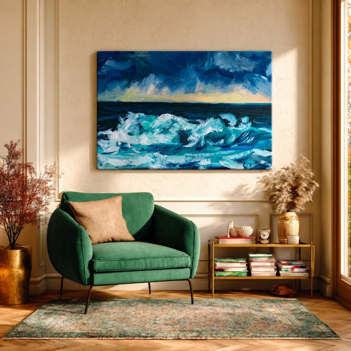 Tempest Horizon — Ocean Storm Canvas Wall Art, Moody Coastal Landscape Decor