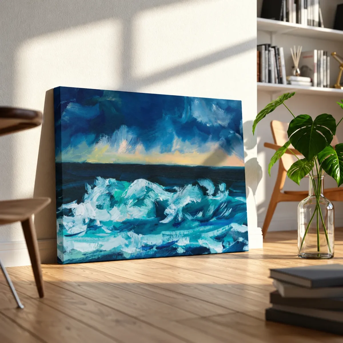 Tempest Horizon — Ocean Storm Canvas Wall Art, Moody Coastal Landscape Decor