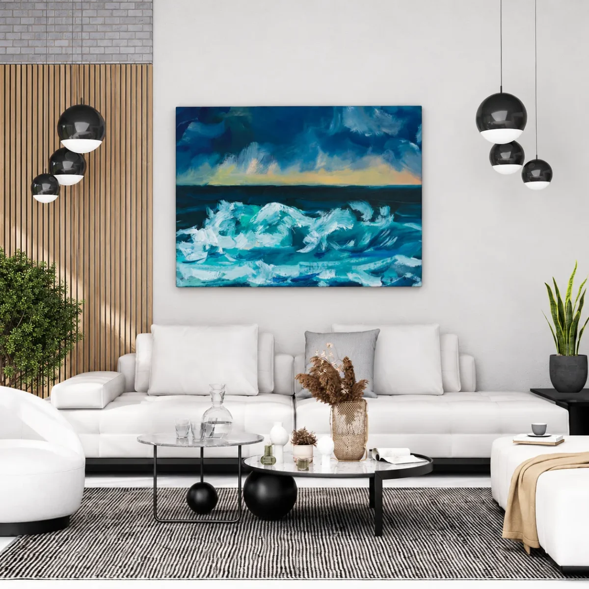 Tempest Horizon — Ocean Storm Canvas Wall Art, Moody Coastal Landscape Decor