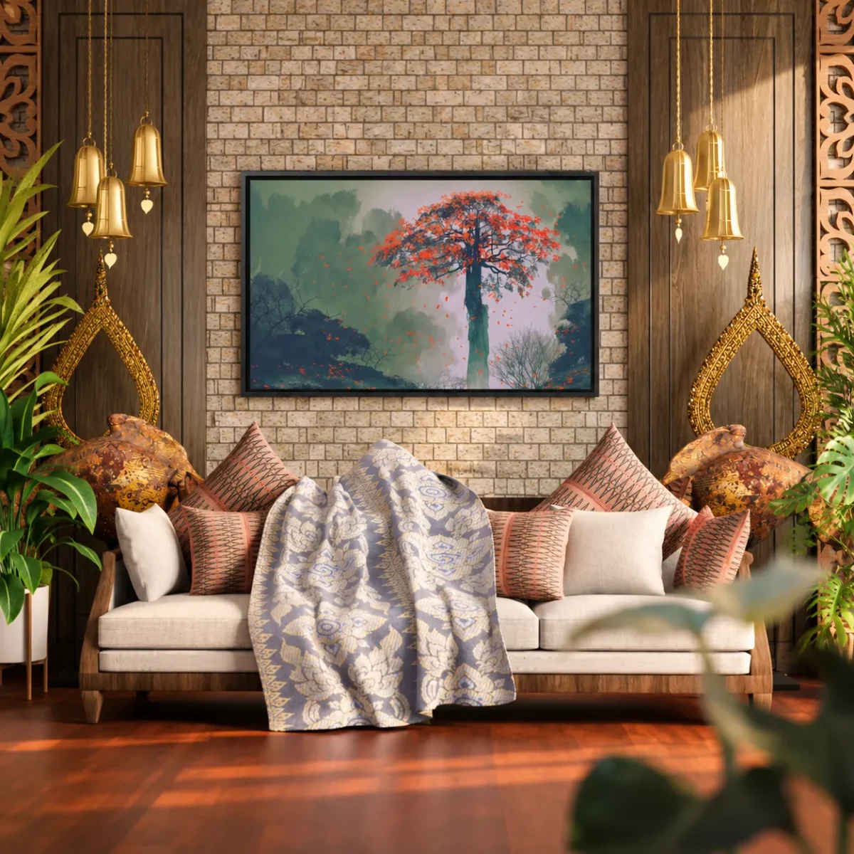 ART0088 (1) Autumn Ember Tree – Autumn Tree Wall Art, Premium Matte Framed Canvas Decor