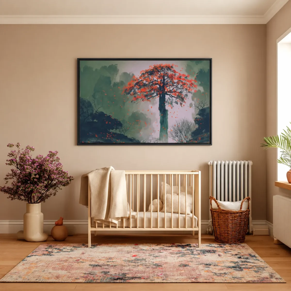 ART0088 (3) Autumn Ember Tree – Autumn Tree Wall Art, Premium Matte Framed Canvas Decor