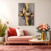 Golden Fracture Abstract Wall Art, Premium Matte Canvas for Modern Luxury Interiors
