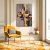 Golden Fracture Abstract Wall Art, Premium Matte Canvas for Modern Luxury Interiors