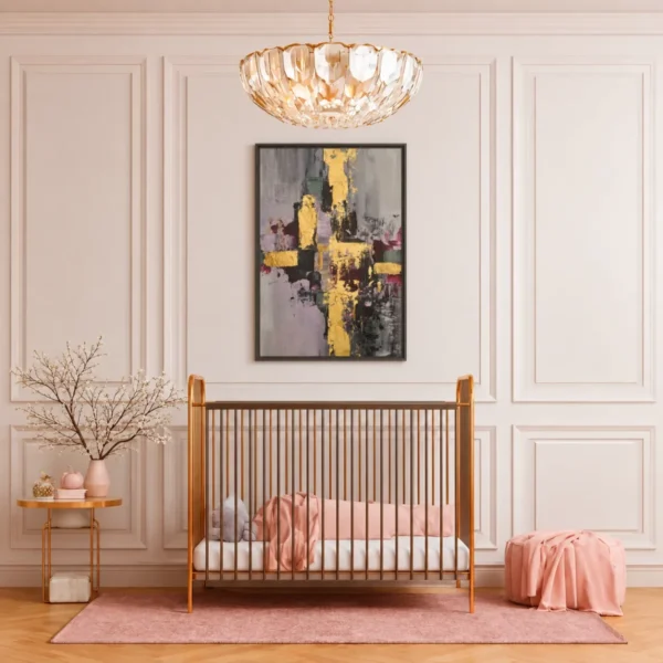 Golden Fracture Abstract Wall Art, Premium Matte Framed Canvas, Modern Luxury Decor