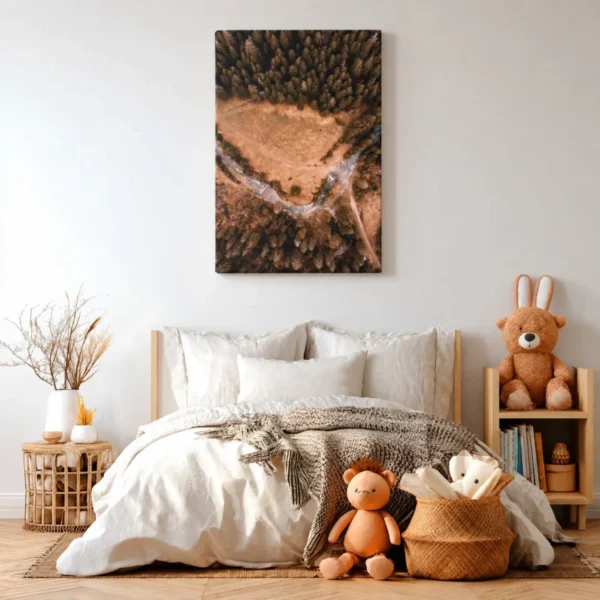 Autumn Forest Heartland Aerial Forest Wall Art, Premium Matte Canvas Nature Decor