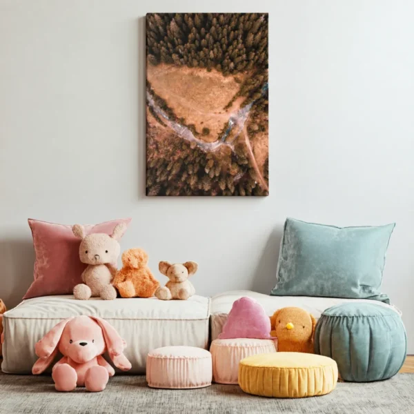 Autumn Forest Heartland Aerial Forest Wall Art, Premium Matte Canvas Nature Decor