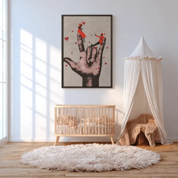 Hearts in Hand Romantic Couple Wall Art – Premium Matte Framed Canvas Decor