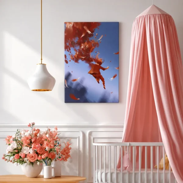 Crimson Flight Abstract Woman Wall Art, Premium Matte Canvas, Contemporary Decor