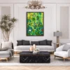 Verdant Bloom Symphony – Colorful Abstract Botanical Framed Canvas Wall Art, Premium Matte