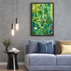 Verdant Bloom Symphony – Colorful Abstract Botanical Framed Canvas Wall Art, Premium Matte